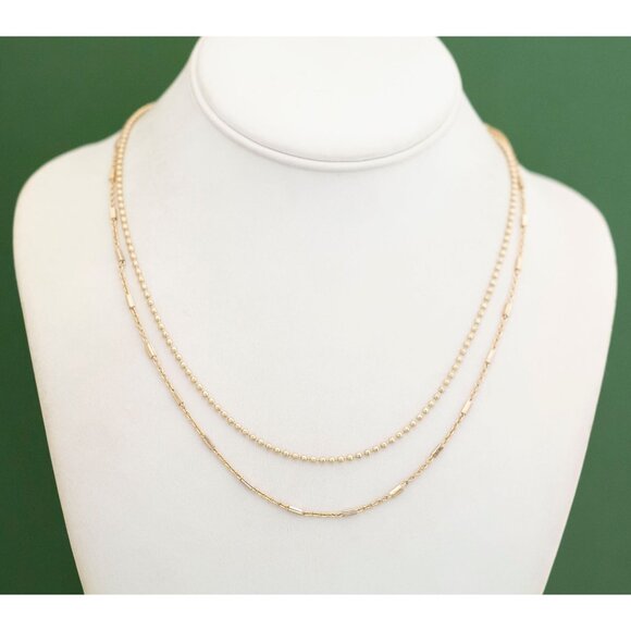 Vintage Double Gold Tone Chained Fashion Multi Strand Necklace 17 1/2 inch - W20 - Picture 1 of 3